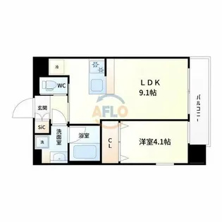 プレジオ御幣島【9階】の間取り