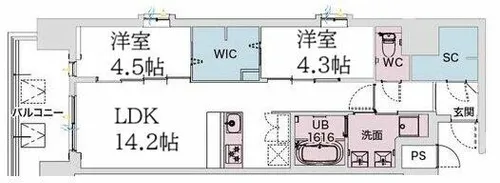Draw上本町【4階】の間取り