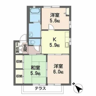 イーストハイツ【0102号室】の間取り