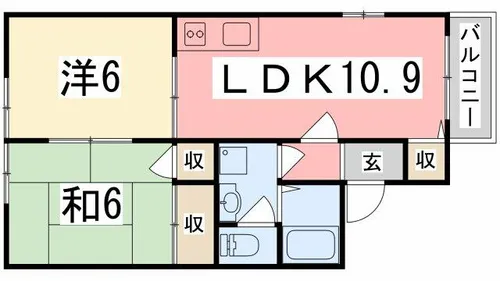 リブラスハイツⅡ【106号室】の間取り