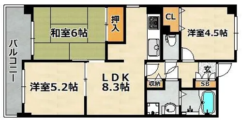 ライオンズマンション北鈴蘭台A棟【7階】の間取り