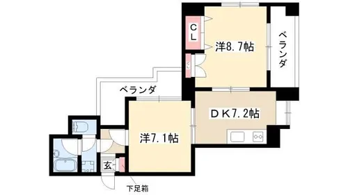 ゲストハウスレインボー伏見【704号室】の間取り