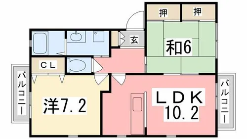 ラフィーネ田寺東【B201号室】の間取り