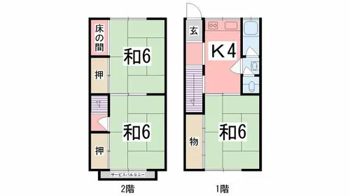 大林荘北棟【1階】の間取り
