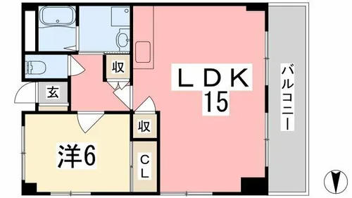 グリーンコスモ田井【3-D号室】の間取り