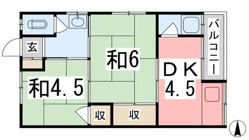 高芝荘【1-1号室】の間取り