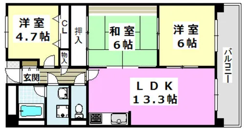 Jクレスト南茨木【4階】の間取り