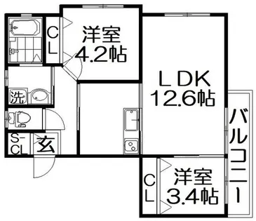 シャンテー東香里【3階】の間取り