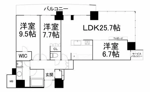 大阪ひびきの街・ザ・サンクタスタワー【17階】の間取り
