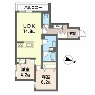 シャーメゾン 松永【0202号室】の間取り