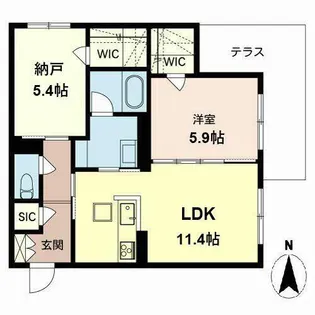 シャーメゾン ラ フェリーチェ【0105号室】の間取り