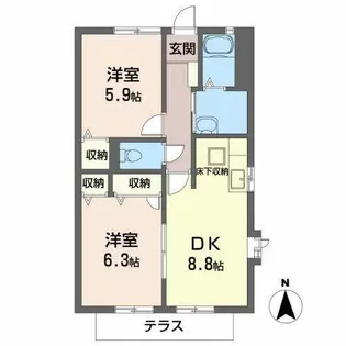 グレイスコート【B102号室】の間取り