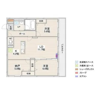 CRESCENDO苗穂駅前【302号室】の間取り