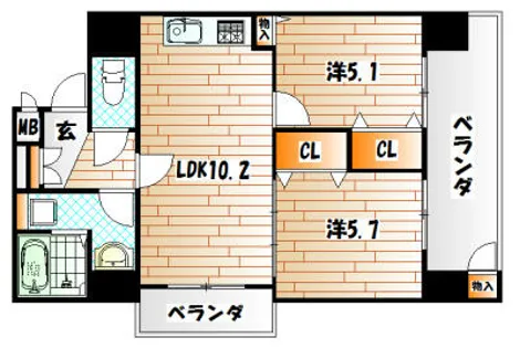 Bergamotto黄金【6階】の間取り