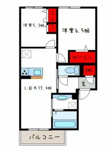 ブシュクリーB棟【2階】の間取り