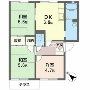 西脇市野村町(ガーデンハイツ緑ヶ丘C)【103号室】の間取り
