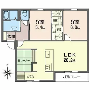 フラッツ安信【0202号室】の間取り