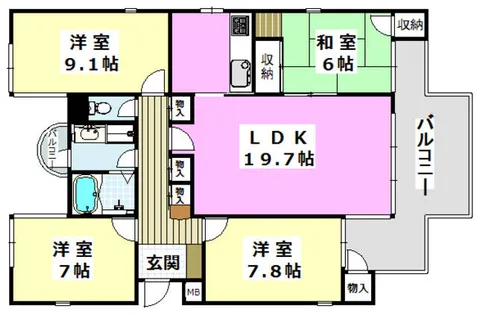 COURT春日丘 A棟【203号室】の間取り