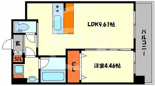 プレジオ弁天町ASIAN【9階】の間取り