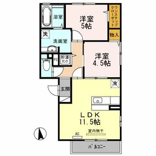 エクレール天美我堂【3階】の間取り