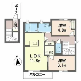 シャーメゾンふじいI【0205号室】の間取り