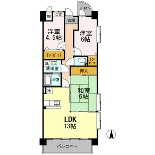 プラザハイツ二ツ屋C棟【1階】の間取り