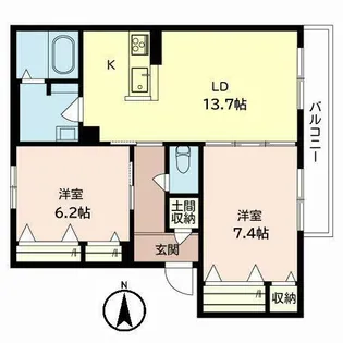 プロヌーブ楠葉朝日【0207号室】の間取り
