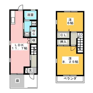 愛知県豊川市八幡町上宿【テラスハウス】の間取り