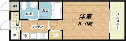 ウエンズ東心斎橋【9階】の間取り