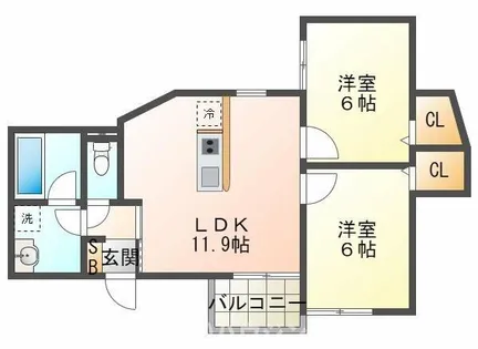 春とそよ風のフィオーレ~S Apt.玉津町~【2階】の間取り