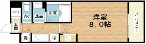 カーサレグラス城東セントラル【8階】の間取り