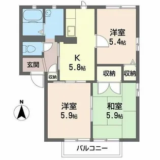 ディアス甲栄台B【B202号室】の間取り