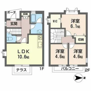 鷲尾ハイツB【0202号室】の間取り