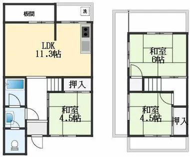 大阪府高石市加茂2丁目【一戸建】の間取り