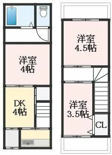 大阪府松原市天美南5丁目【テラスハウス】の間取り