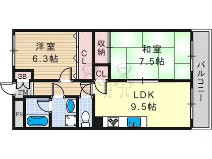 ハイツ天王寺1号館【4階】の間取り