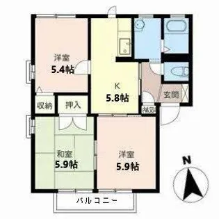 メゾンフルールI【2階】の間取り
