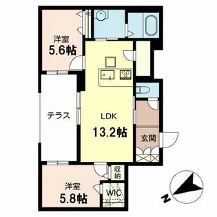 シャーメゾン エクラージュ【0102号室】の間取り