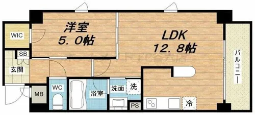 ソレアード玉造【4階】の間取り