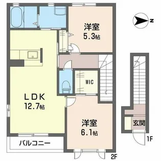 タンドル香芝B【2階】の間取り