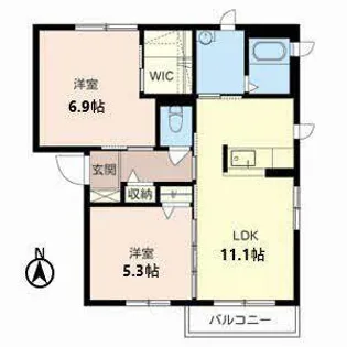 クラヴィエ柏原【2階】の間取り