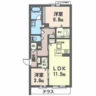 シャーメゾン セレーノ【A103号室】の間取り