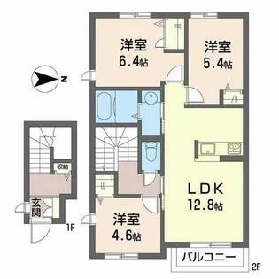 シャーメゾン水足A【0201号室】の間取り