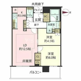 ジオタワー宝塚グランレジス THE SOUTH【14階】の間取り