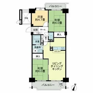 イトーピア第二大曽根マンション【11階】の間取り
