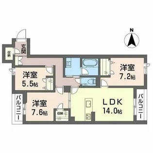 シャーメゾン ウエストステイ【0203号室】の間取り