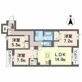 シャーメゾン ウエストステイ【0203号室】の間取り