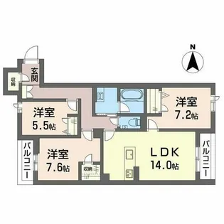 シャーメゾン ウエストステイ【0303号室】の間取り