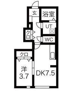 1DKの間取り画像
