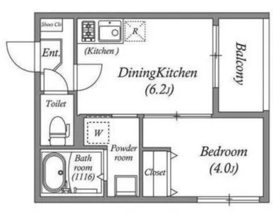 1DKの間取り画像